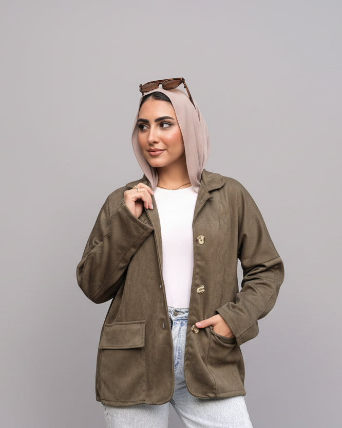 Suede Jacket - Olive