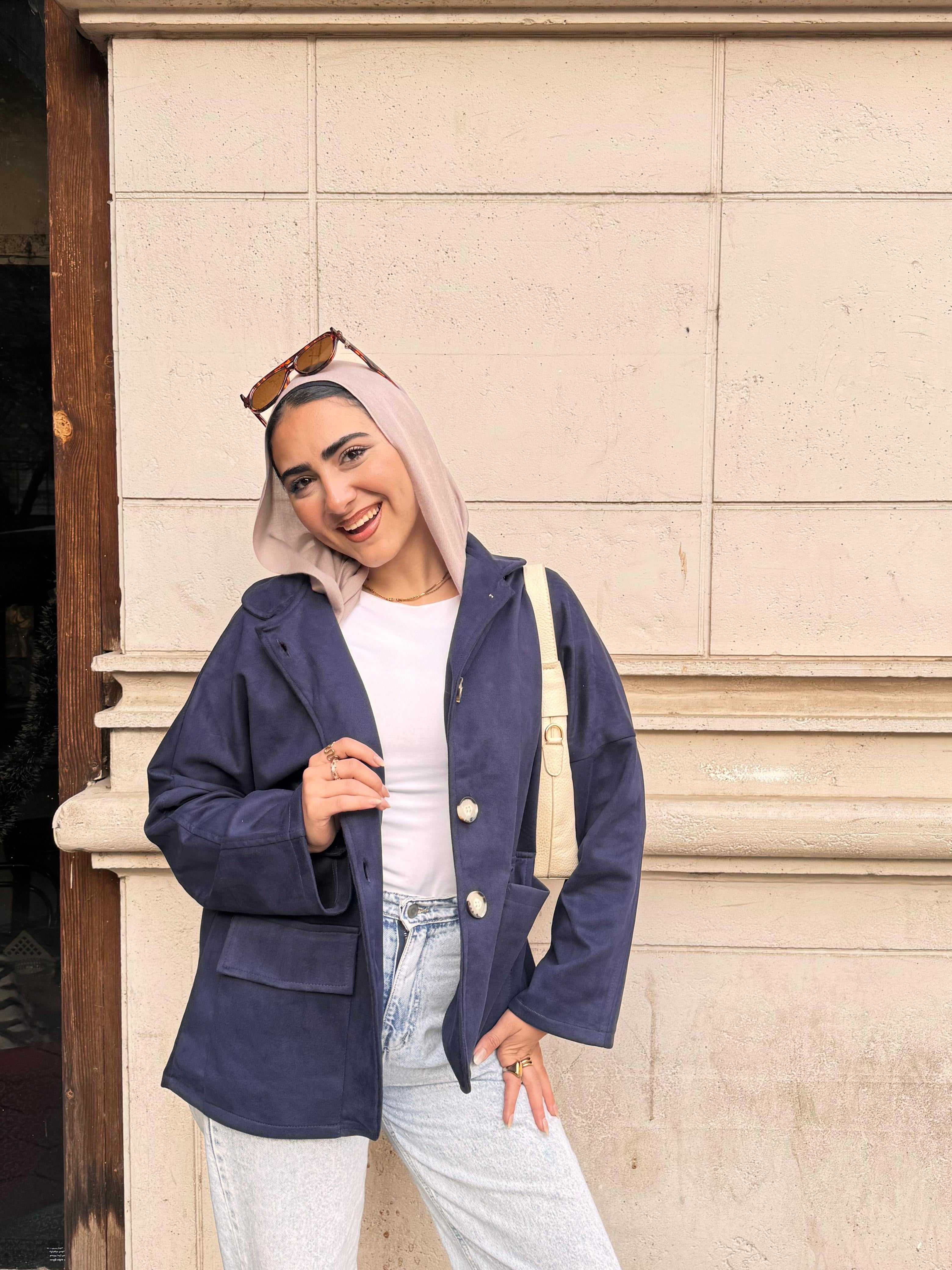 Suede Jacket - Navy
