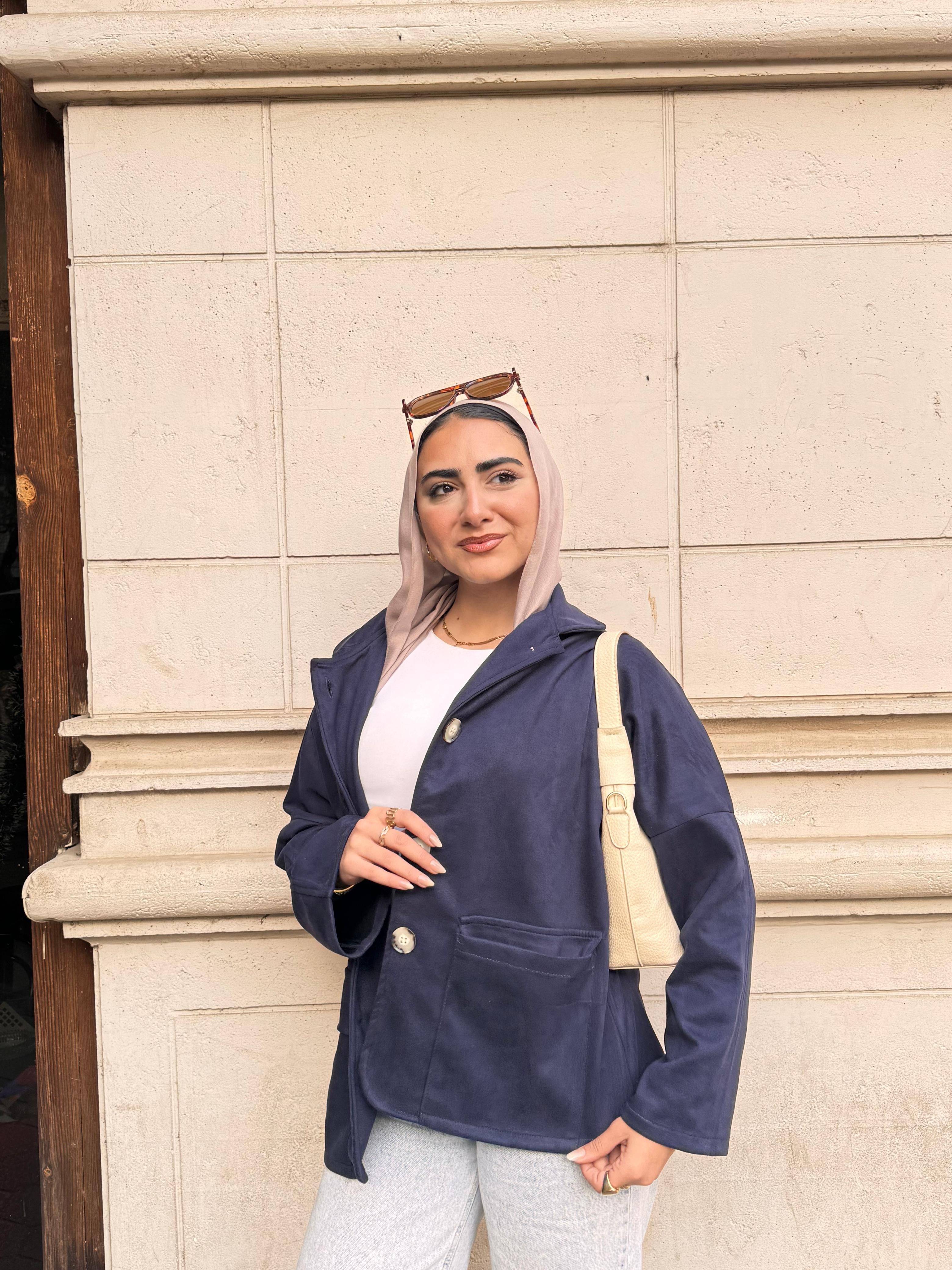 Suede Jacket - Navy