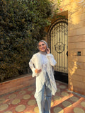 Ruffle Chiffon Blouse White – Long Fit