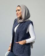 Fluffy Wool Vest - Navy Blue