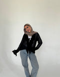Ruffle Chiffon Blouse Black – Short Fit