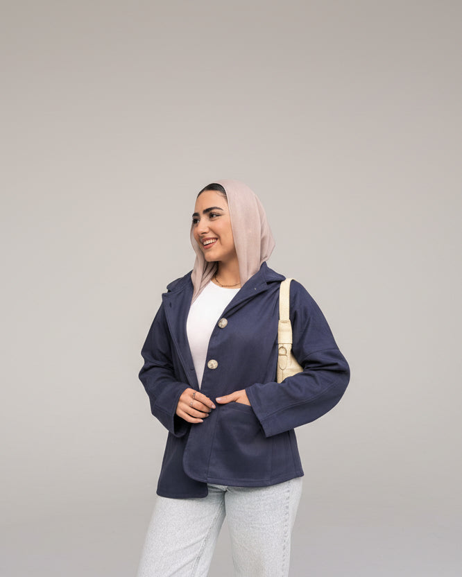 Suede Jacket - Navy