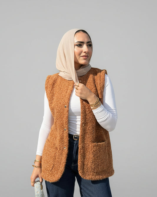 Fluffy Wool Vest - Carmel