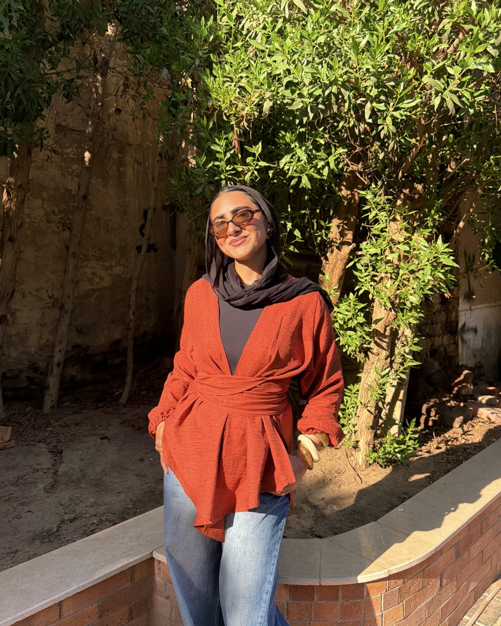 Wrap Blouse - Rust Orange