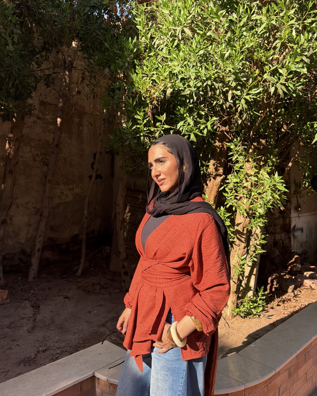 Wrap Blouse - Rust Orange