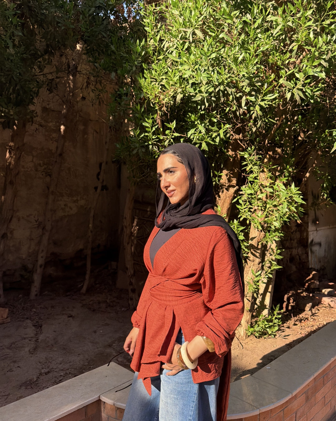 Wrap Blouse - Rust Orange