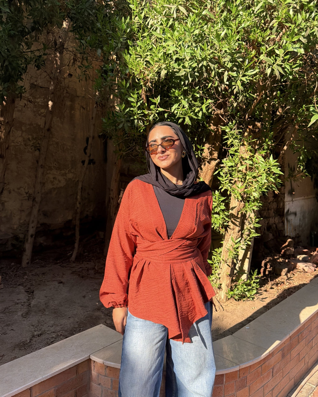 Wrap Blouse - Rust Orange